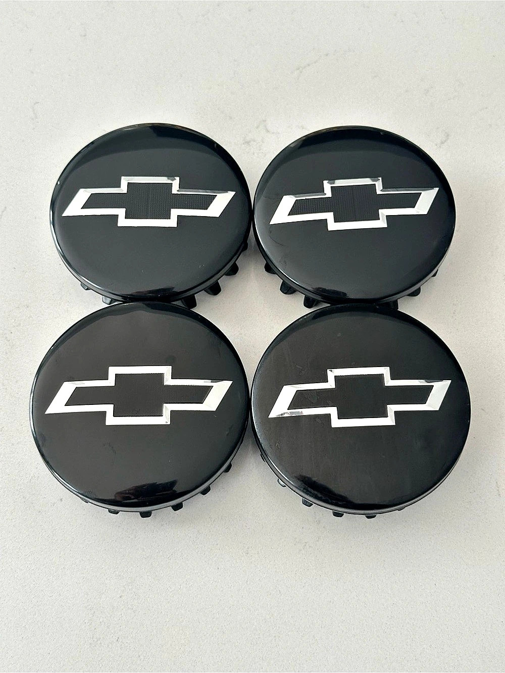 4x 83mm Gloss Black Silver Wheel Center Caps Fits Chevy Silverado Suburban Tahoe